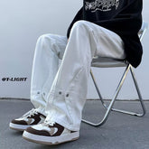 Men Jeans Spring Retro Straight-Leg Pants Loose plus Size Wide Leg Casual Trousers